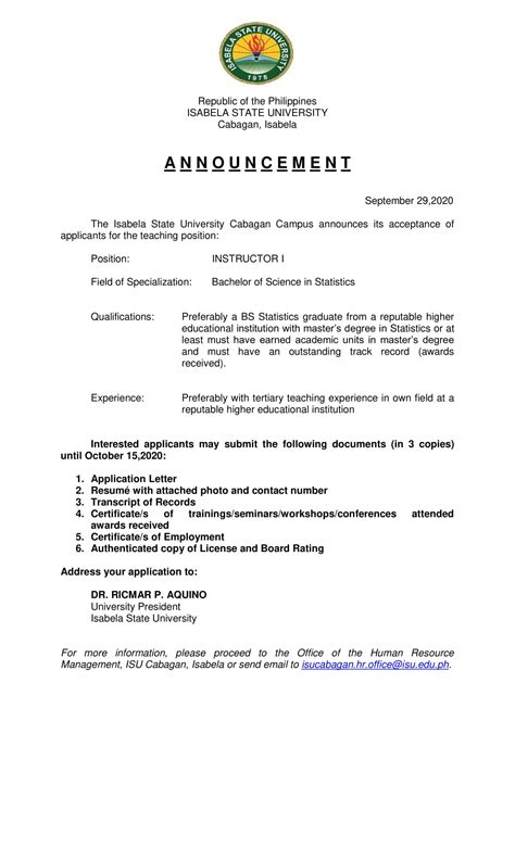 Notice of Vacant Positions .